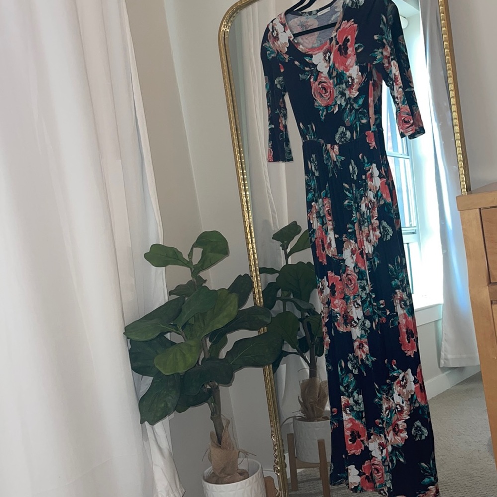 Full length maxi dress.